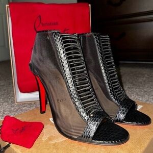 Christian Louboutin New Trouble Mesh Peep-Toe Heels